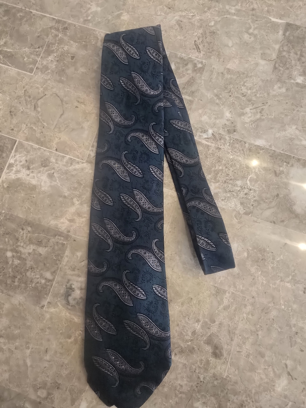 Vintage Yves Saint Laurent Navy Paisley Silk Tie